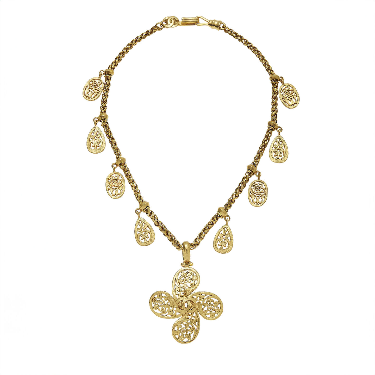 chanel gold fretwork paisley necklace